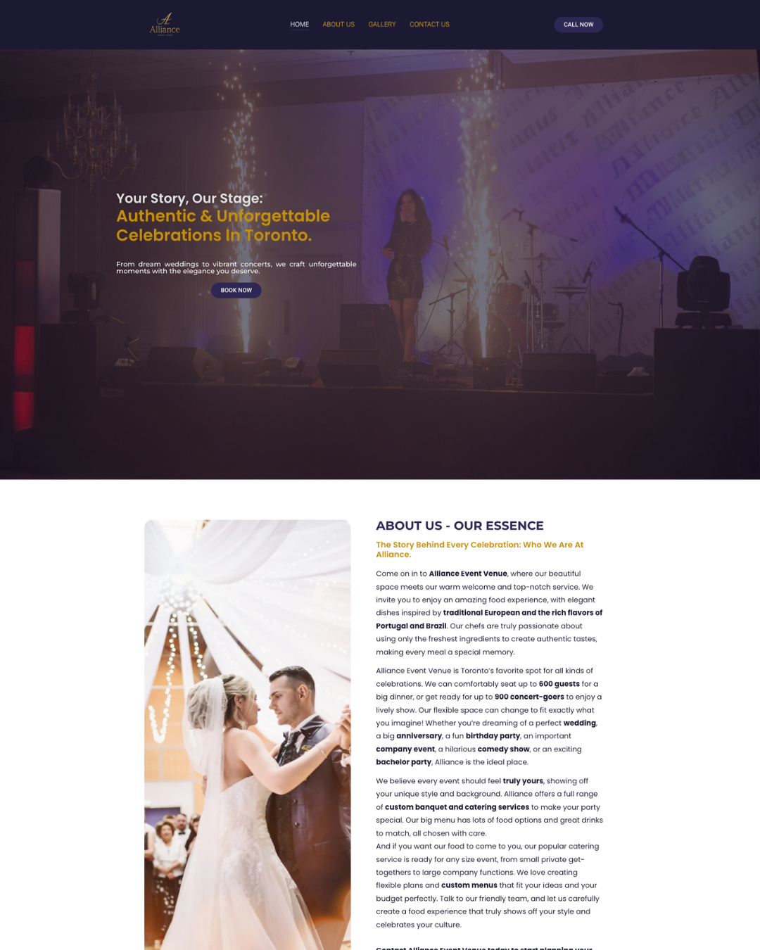 Alliance Banquet Hall and Event Venue website